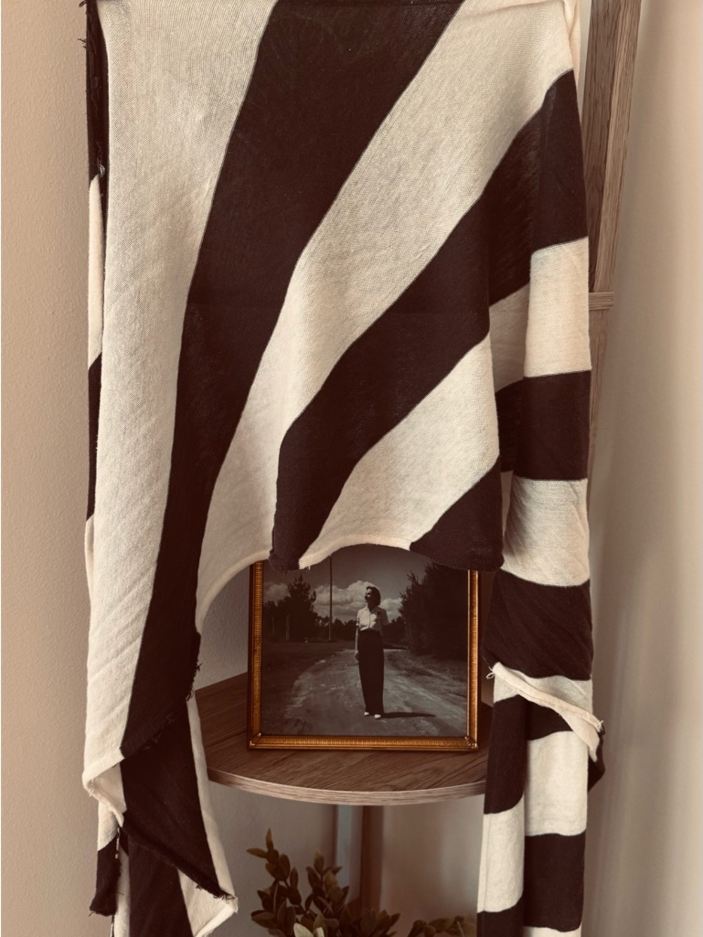Free People Black and Cream Striped Wrap - Picture 3 of 5